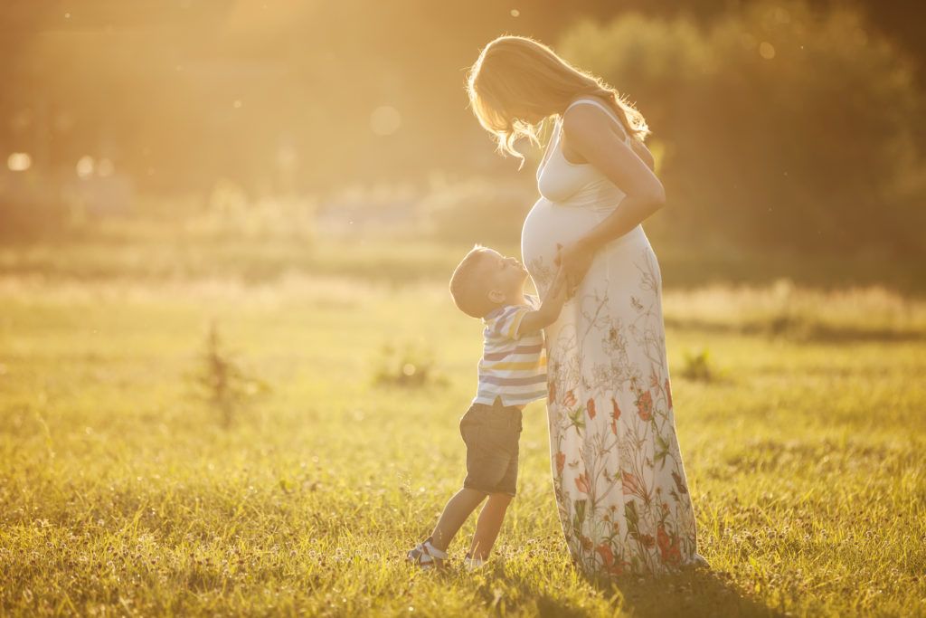 Son Looking Up at Mother