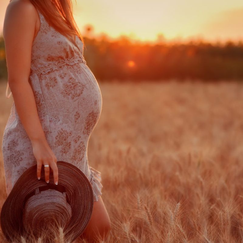 Pregnant Woman in Wheat Field